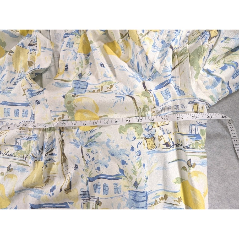 Women's 3X Sugarlips Amalfi Coast Lemon Puff Sleeve Top Blouse Rayon Linen - Picture 7 of 12